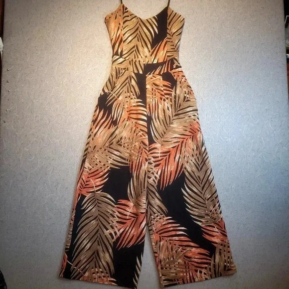 Eclipse Jungle Fauna Black & Orange Jumpsuit Size Small - Picture 1 of 10